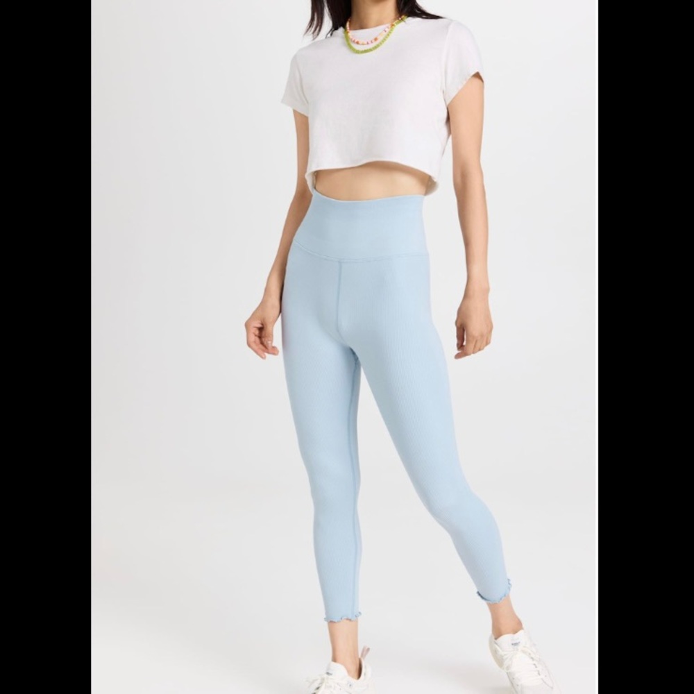 Spiritual Gangster High-Waist Light Blue Ribbed Leggings